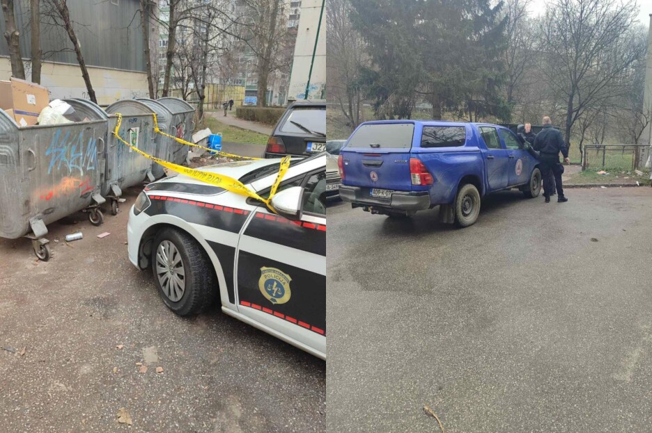Policija i civilna zaštita na lokaciji pronalaska tromblon mine i dijela rakete (Foto: KJKP