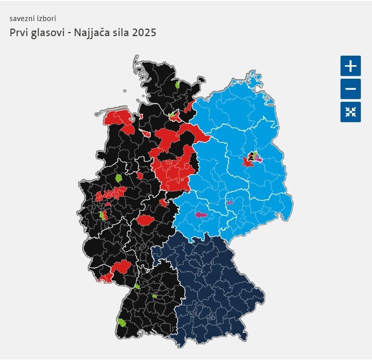 CDU - crno, AfD - svijetlo plava (Izvor: Tagesschau.de)