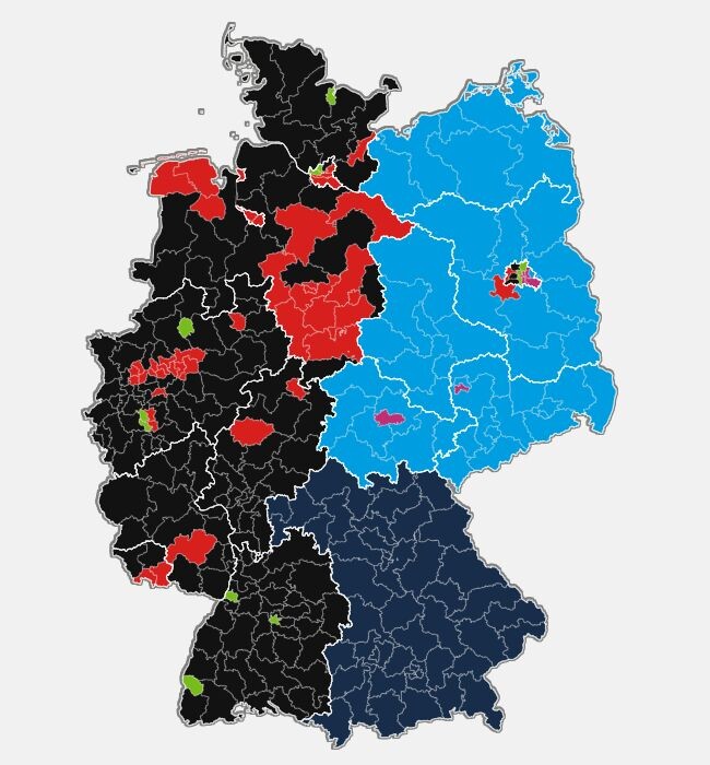 CDU - crno, AfD - svijetlo plava (Izvor: Tagesschau.de)