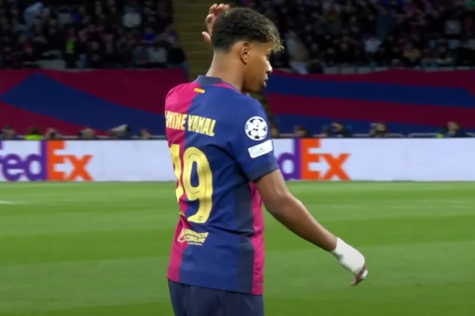 Lamine Yamal na utakmici Lige prvaka protiv Benfice (Foto: Screenshot)