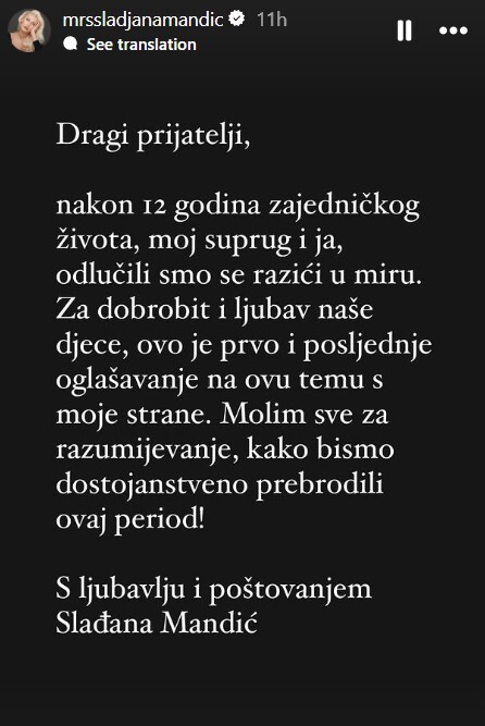 Screenshot: Instagram/mrssladjanamandic