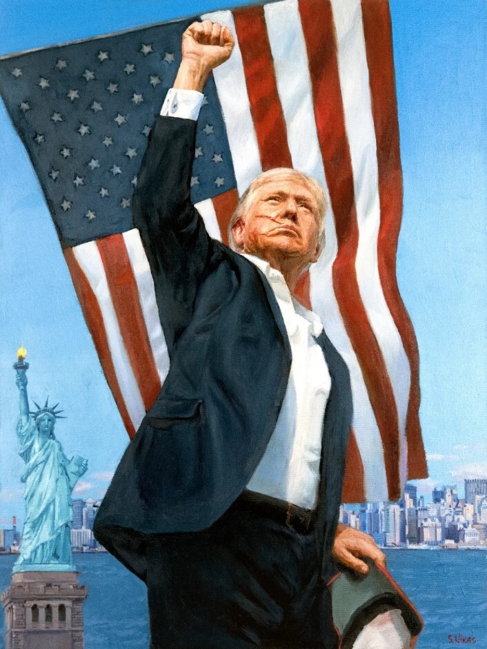 Портрет на Доналд Трамп кој му го подари Путин (Фото: CNN)