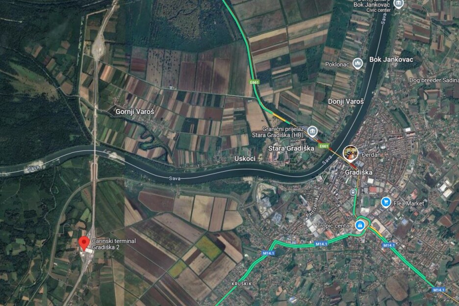 Nova cesta, most i GP (lijevo) i stari GP (desno u gradu)
