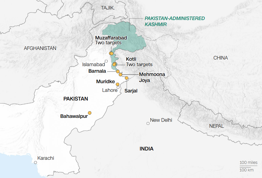Lokacije koje je gađala Indija