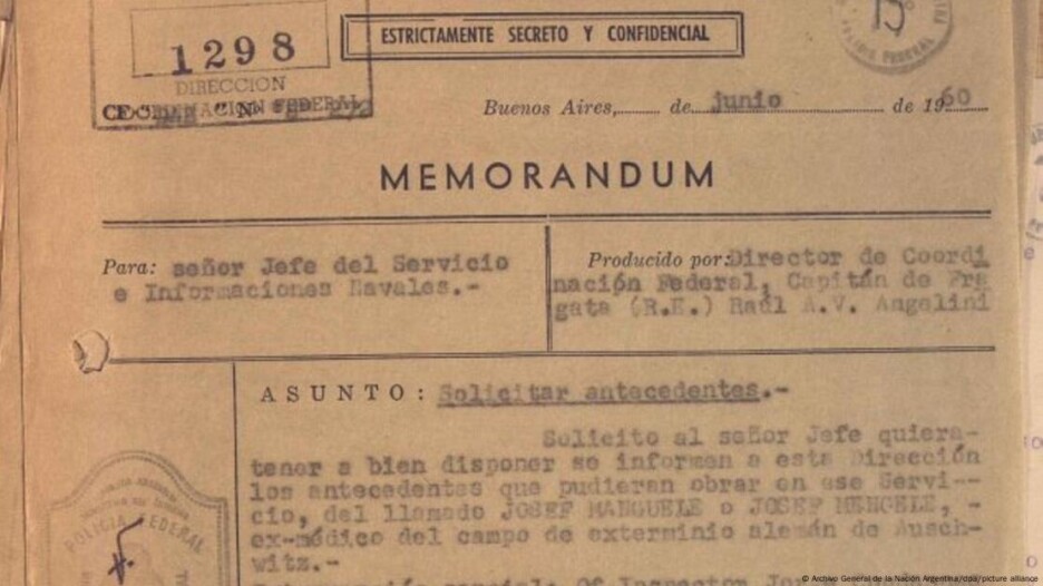 Strogo povjerljiv dokument iz 1960. godine u kojem se traže informacije o Josefu Mengeleu (Foto: Argentinski nacionalni arhiv)