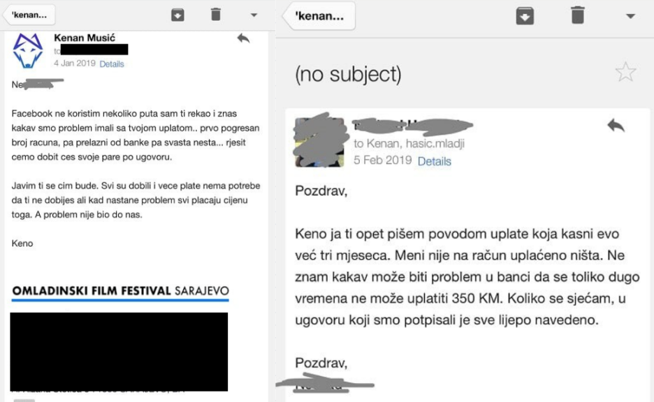Prepiska saradnika s organizatorima OFF-a