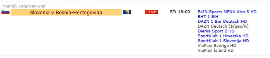 Spisak kanala koji prenose utakmicu između Slovenije i BiH (Foto: Screenshot)