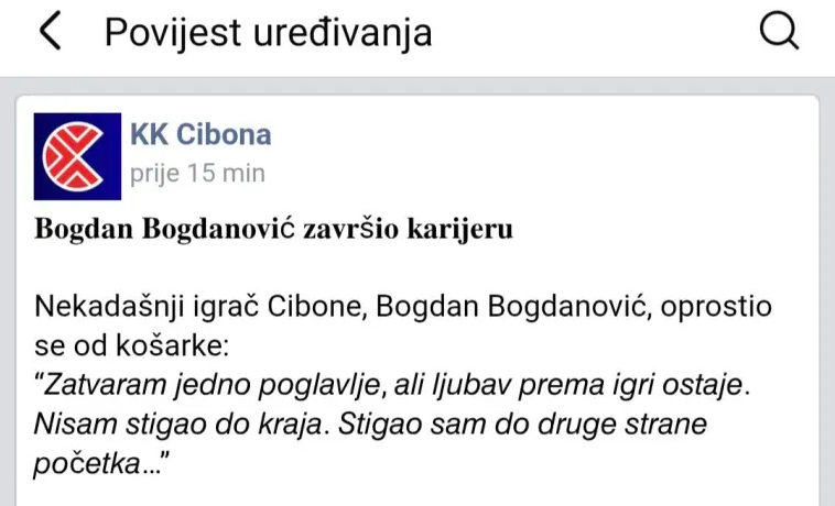 Foto: KK Cibona/Facebook