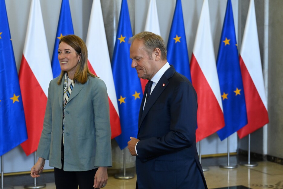 Premijer Poljske Donald Tusk i predsjednica Evropskog parlamenta (Foto: EPA-EFE)