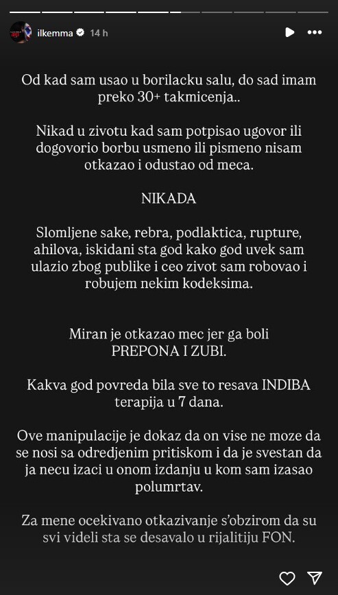 Instagram story Ilića