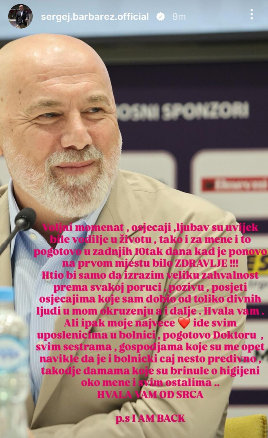 Objava Barbareza na Instagramu