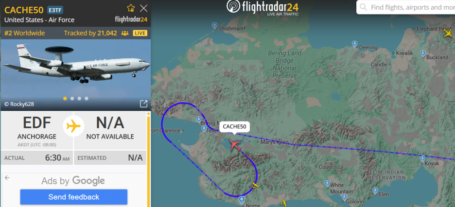 E-3 duke qarkulluar mbi Alaskën (Foto: Screenshot)