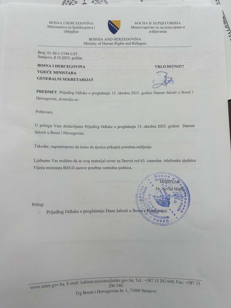 Incijativa ministra Sevlida Hurtića izignorisana u Vijeću ministara