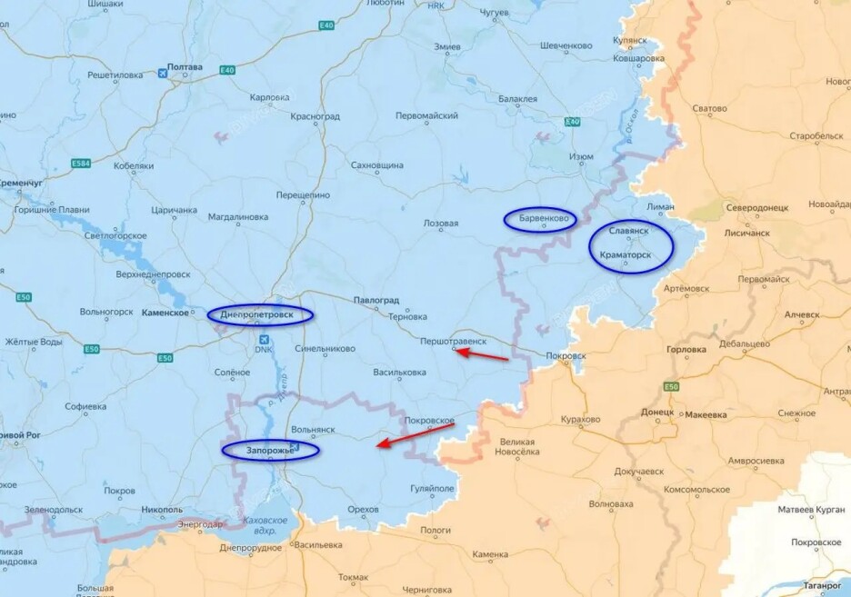 Perspektive ruskog napredovanja (Foto: Telegram)