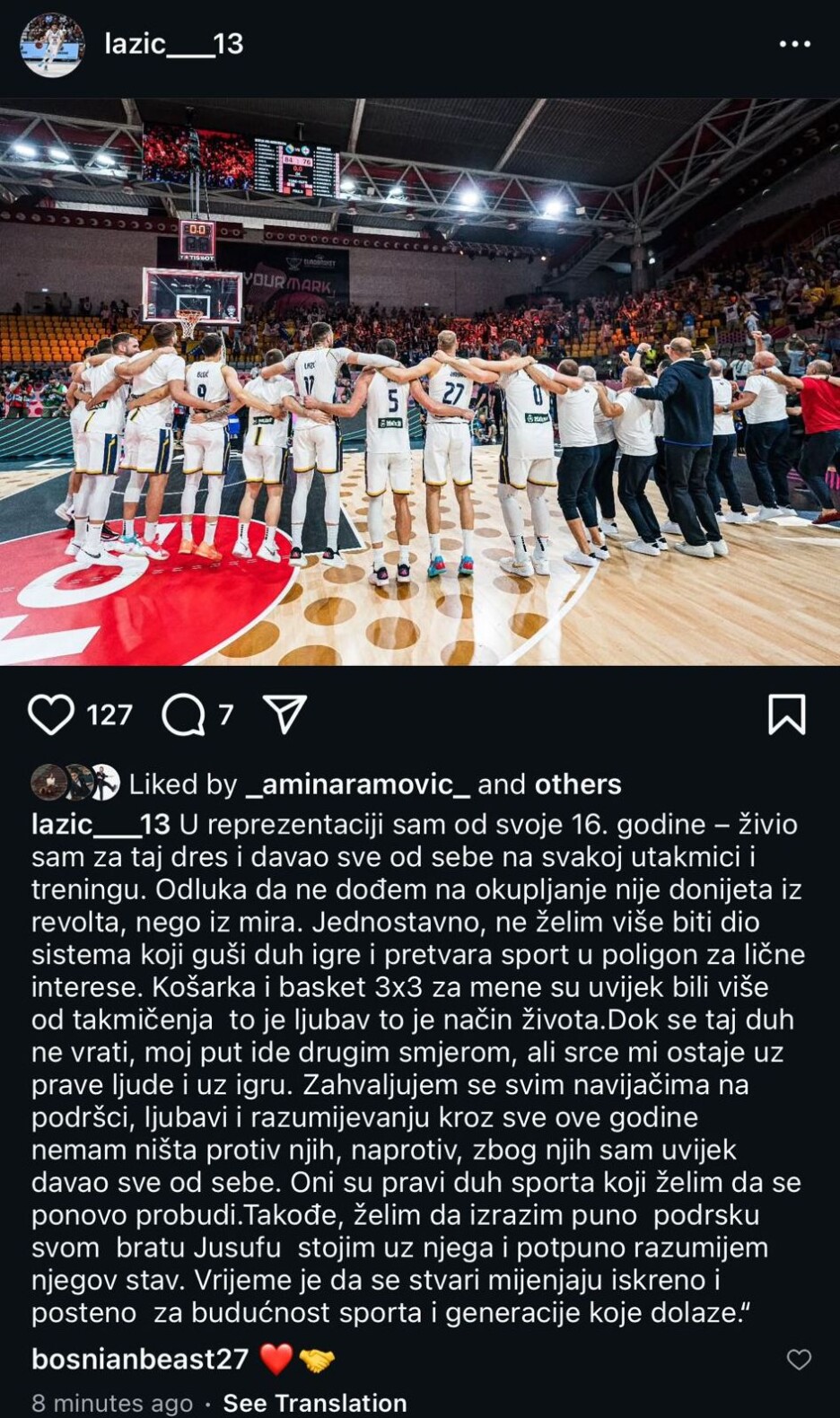 Aleksandar Lazić se oglasio na društvenim mrežama (Foto: Instagram)