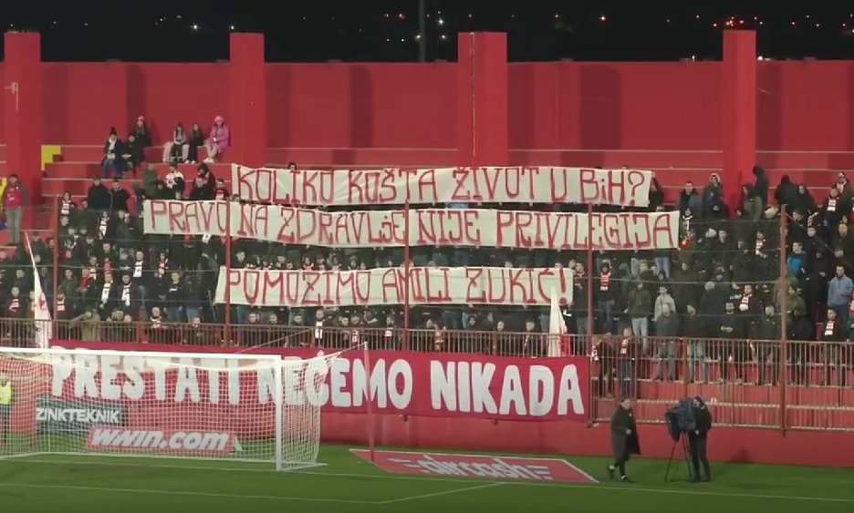 Parola navijača Veleža posvećena Amili Zukić (Screenshot/MY TV)