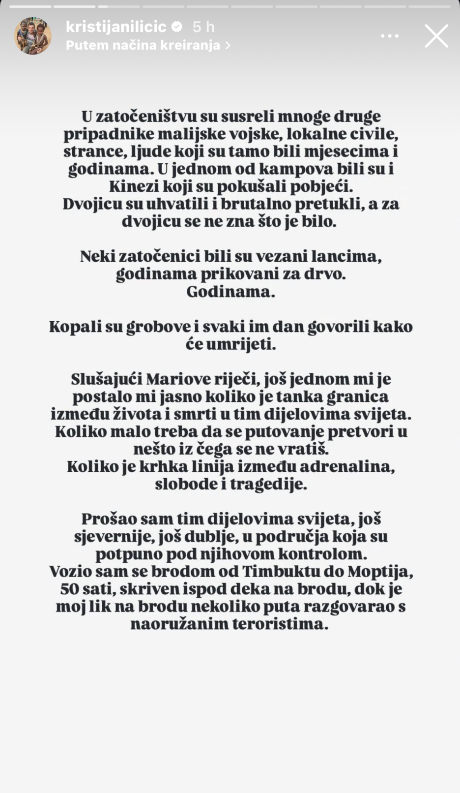 Iličićeva poruka na Instagramu (Screenshot/Instagram/