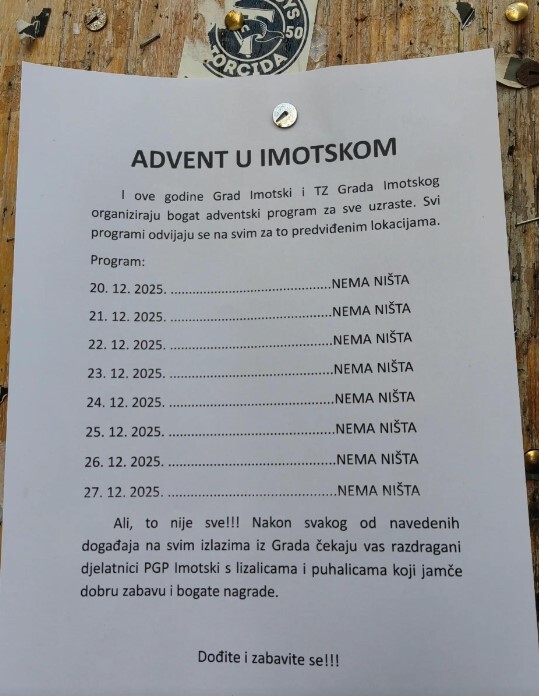 Letak u Imotskom nasmijao je mnoge (Screentho: TikTok/(Screenshot: TikTok/jopa_ra187)