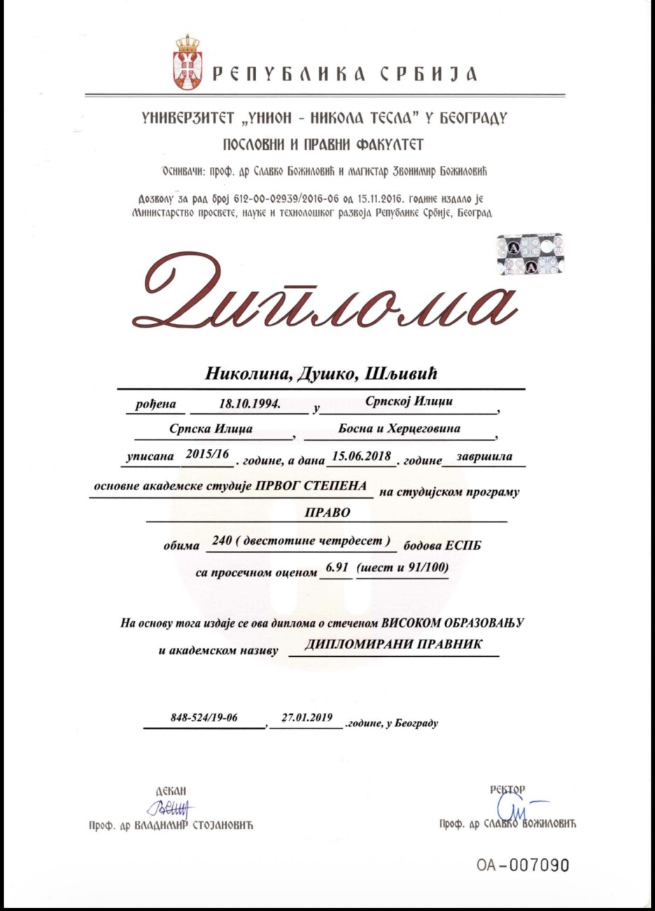 Nikolina Šljivić objavila fotografiju diplome: “Napadaju me jer vodim računa o svom izgledu”