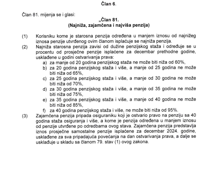 Član 81. Prijedloga Zakona o PIO