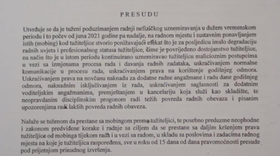 Jedan dio presude suda u Sarajevo (Foto: Klix.ba)