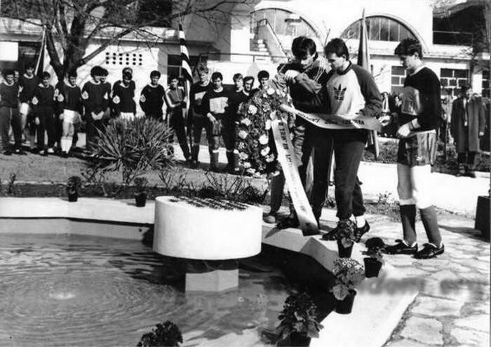 Otkrivanje spomenika ubijenim članovima FK Velež 1972. godine