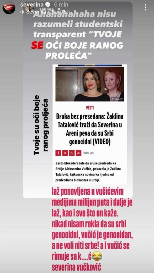 Severina je reagovala na medijske napise (Screenshot: Instagram/severina)