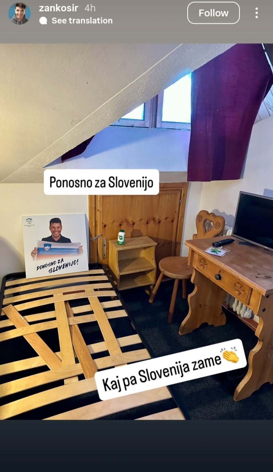 Žan Košir pokazao sobu u kojoj spava na ZOI (Foto: Instagram)
