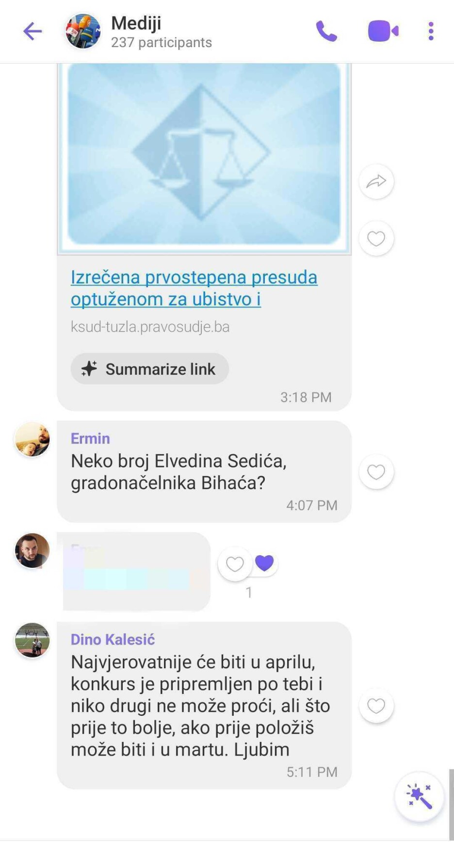 Prvobitna poruka Dine Kalesića koja je kasnije obrisana