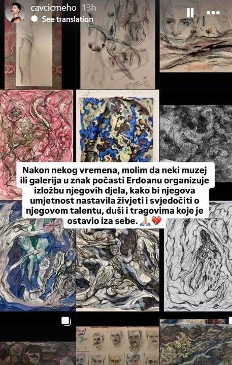 Poziv za ogranizovanje izložbe Erdoana Morankića (Screenshot: Instagram/cavcicmeho)