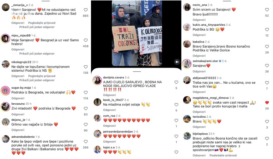 Podrška za proteste u Sarajevu stiže sa svih strana - iz BiH, regije i dijaspore