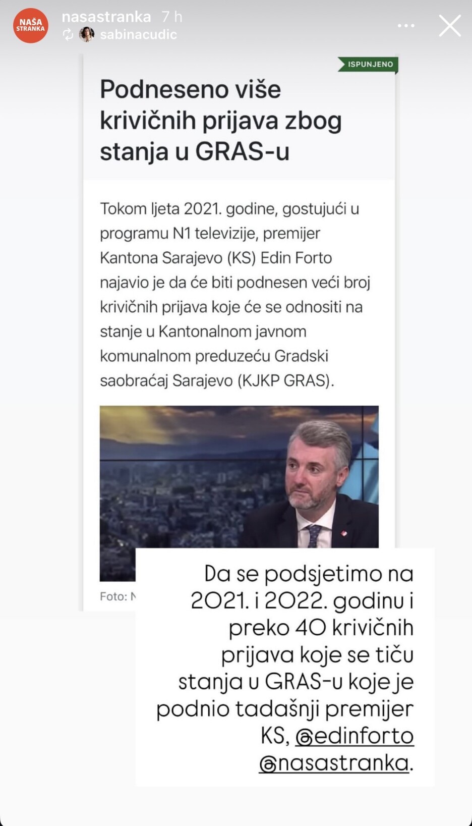 Objava Naše stranke koja već govori da je na sceni opoziciona postavka djelovanja