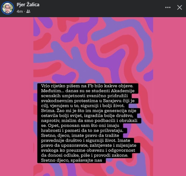 Bh. reditelj poželio je sreću mladima (Screenshot: Facebook)