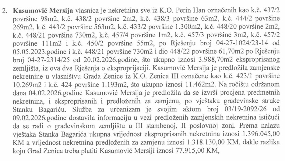 Dio materijala za sjednicu koja će biti održana 5. marta
