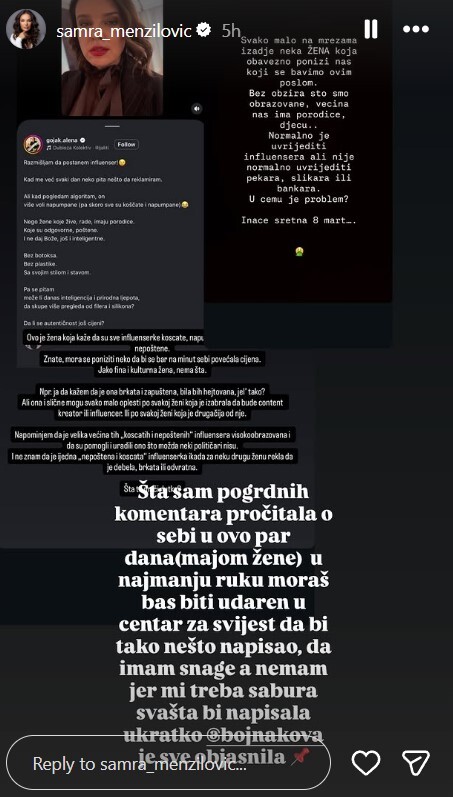 Screenshot: Instagram/samra_menzilovic
