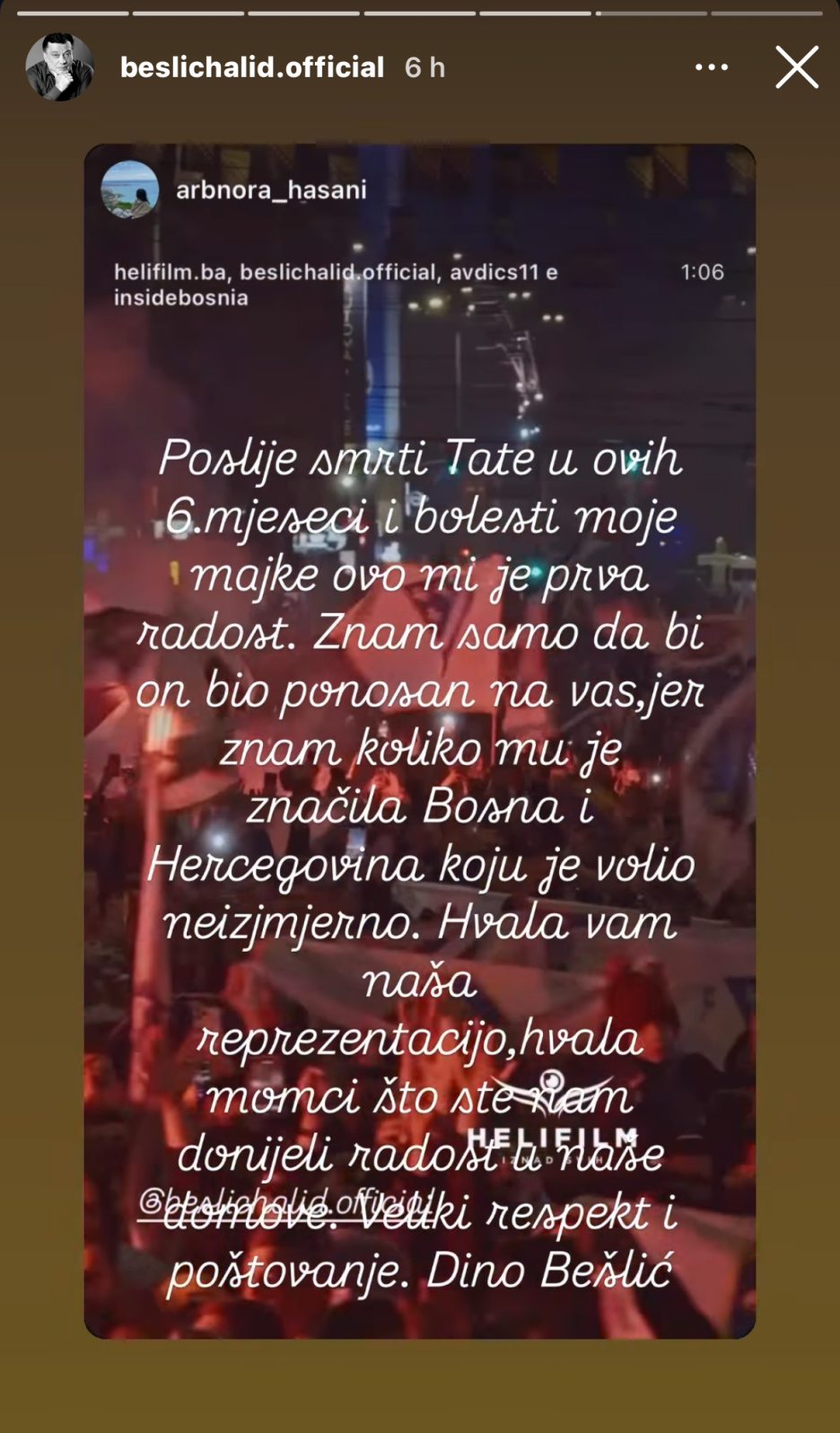 Poruke Dine Bešlića (Foto: Instagram)