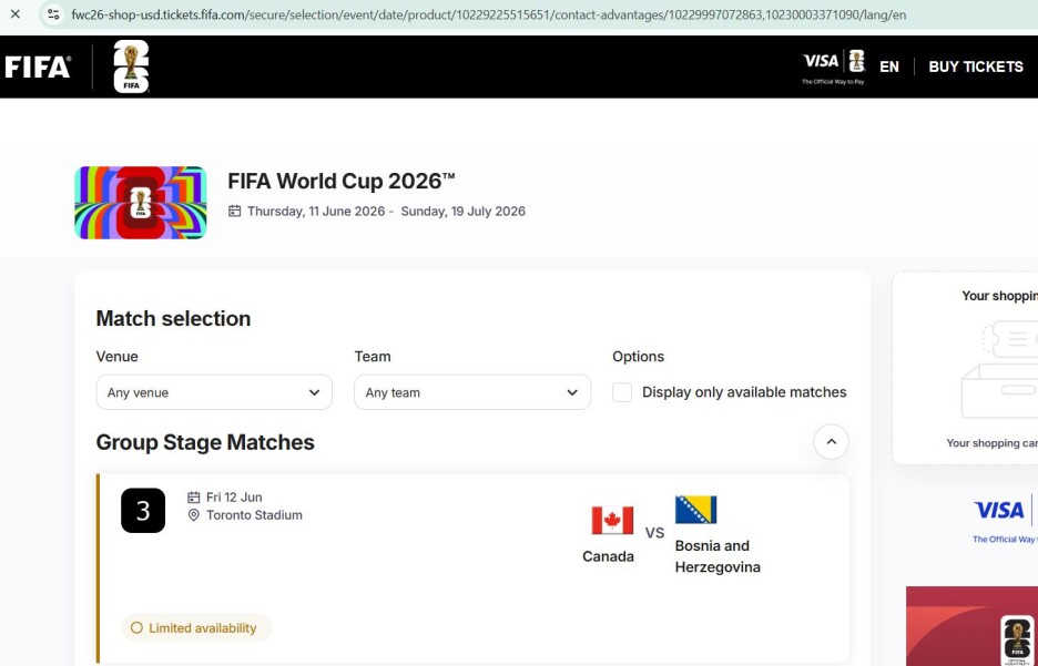 Dobijete popis utakmica i kliknete npr. na Kanada - BiH