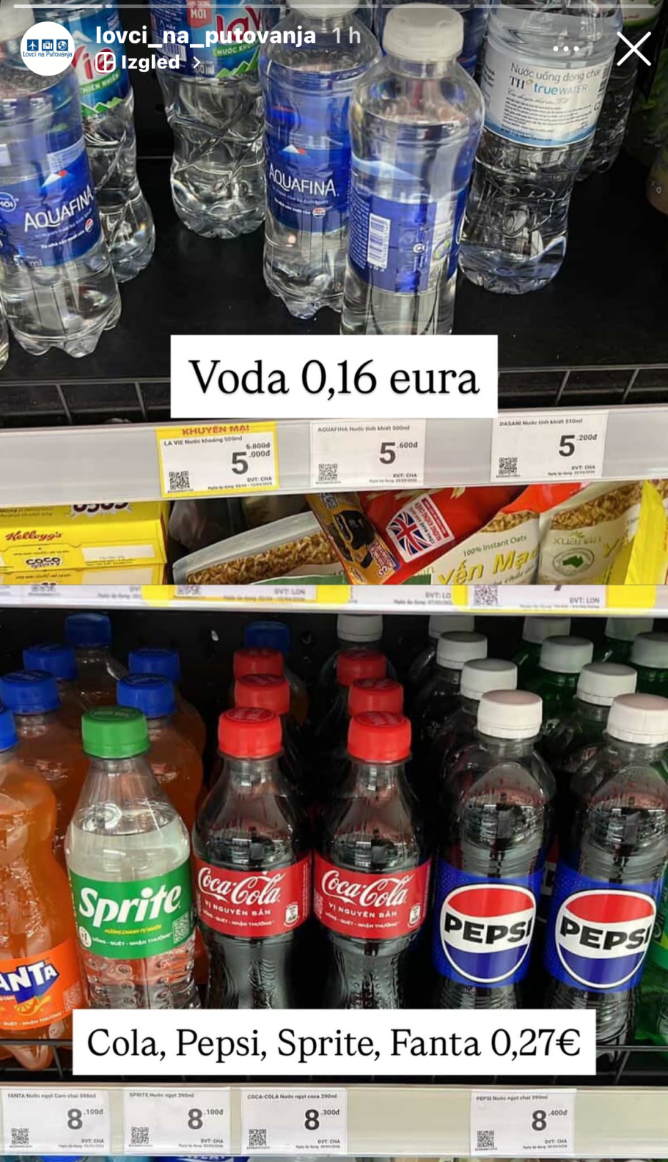 Cijene u marketima (Foto: Lovci na putovanja/Instagram)