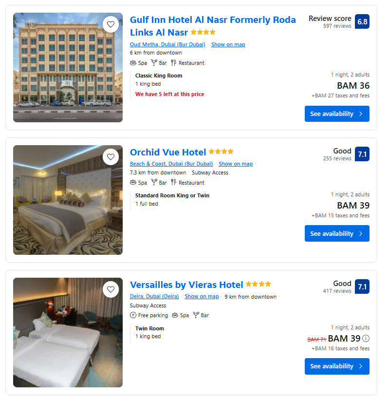 Cijene noćenja u hotelima s četiri zvjezdice na Bookingu