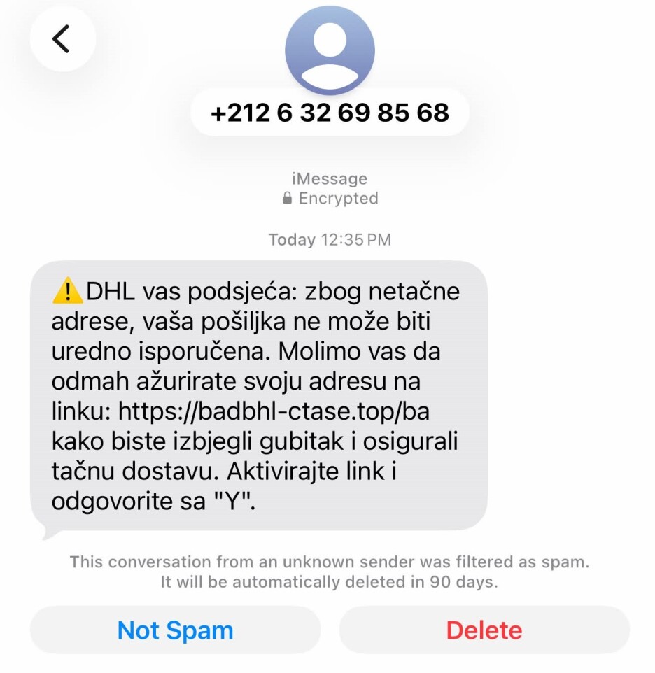 Poruka s lažnim pošiljkama