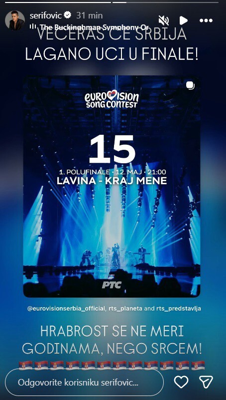 Šerifović se oglasila prije početka prve polufinalne večeri Eurosonga (Foto: Instagram/Screenshot)