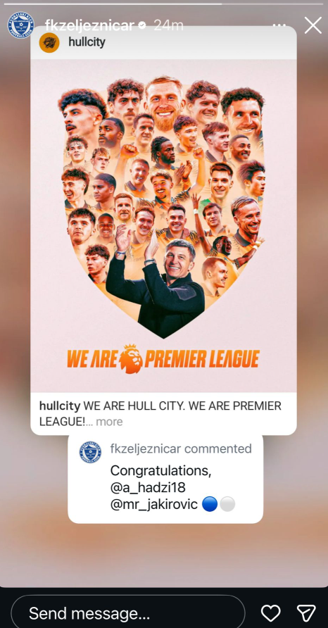 Objava FK Željezničar na Instagramu (Foto: Instagram)