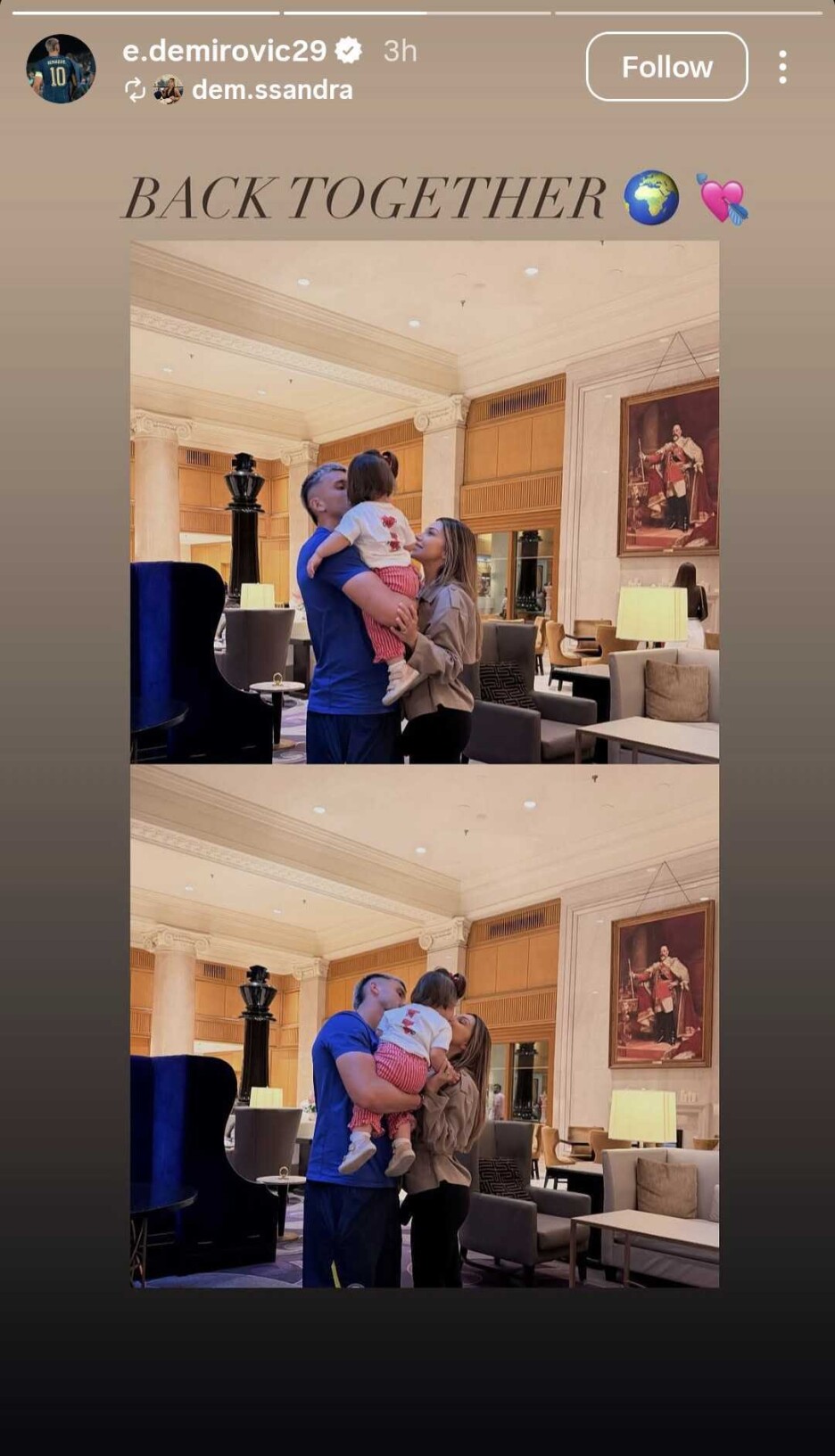 Ermedin sa suprugom i kćerkom (Screenshot: Instagram)