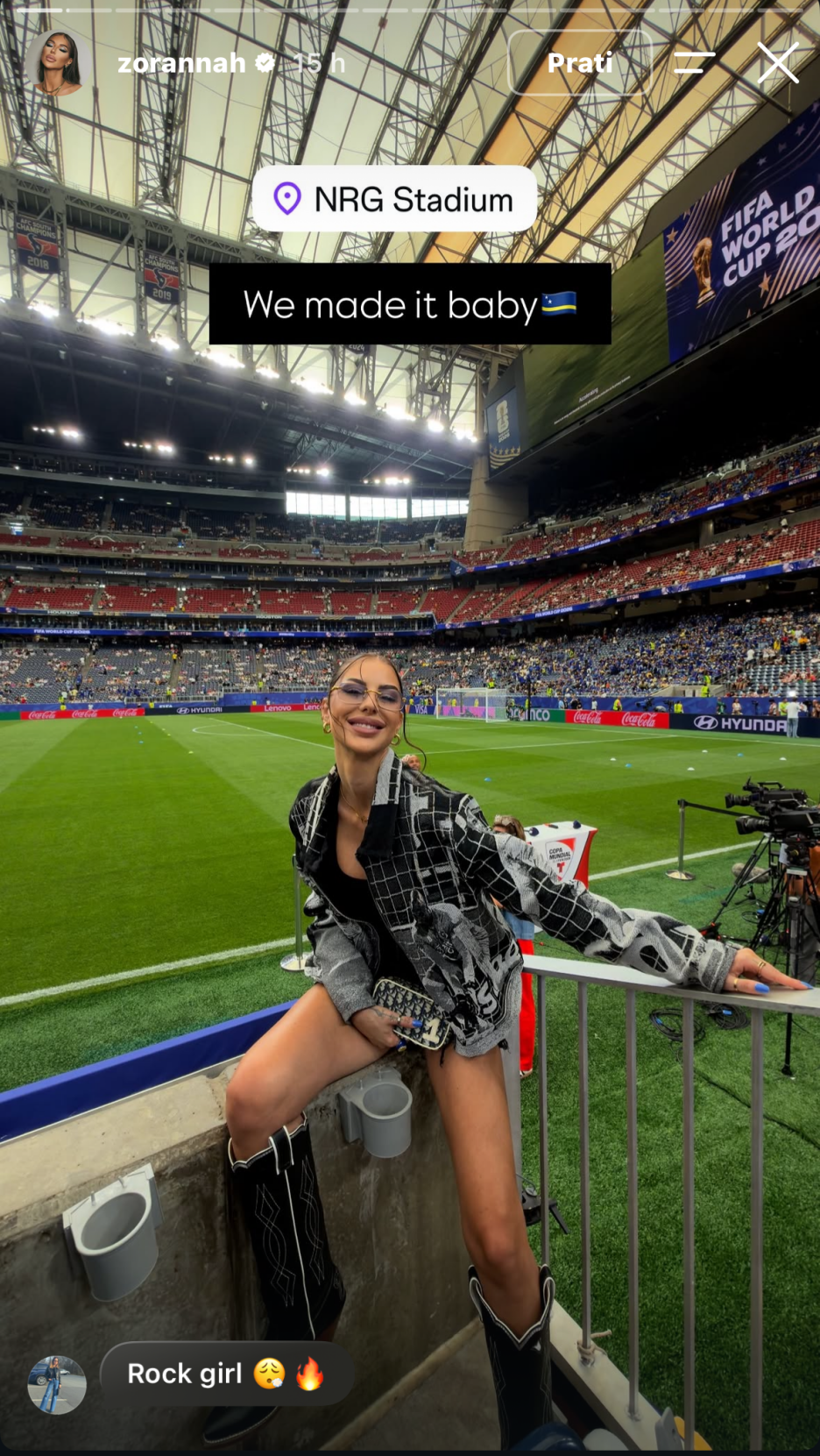 Zorannah na stadionu u Houstonu (Foto: Instagram)