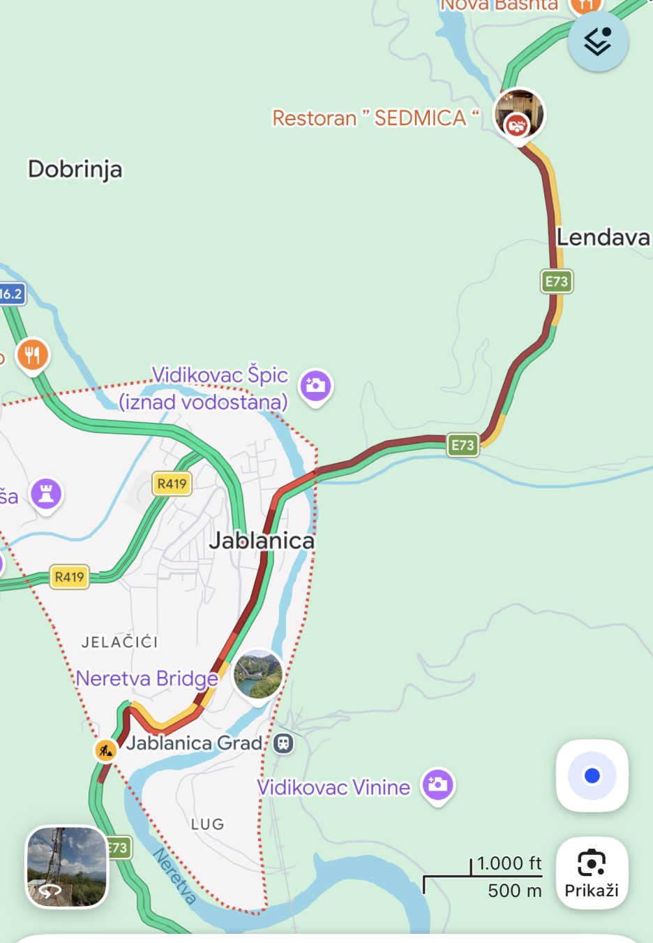 Gužve u saobraćaju kod Jablanice