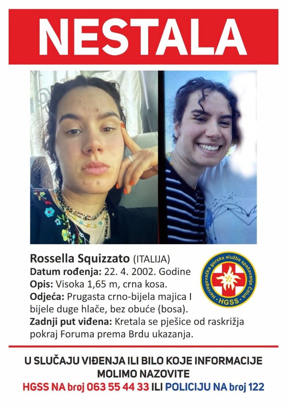 Rossella Squizzato je visoka 1,65 centimetara i ima crnu kosu (Foto: Facebook)
