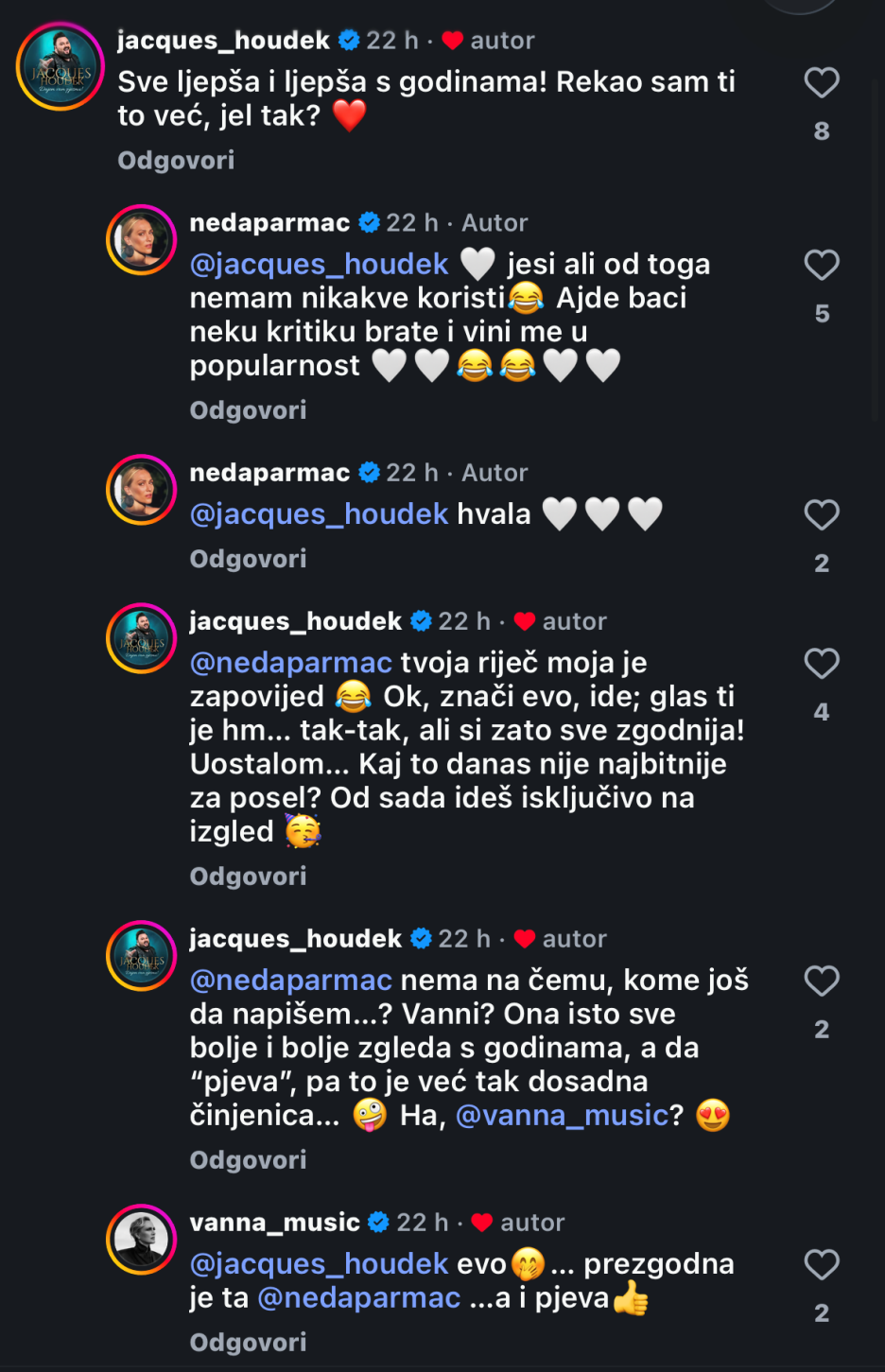 Jacquesovi komentari upućeni Nedi (Screenshot/Instagram)