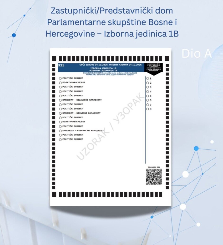 Prvi dio listića na kojem se glasa