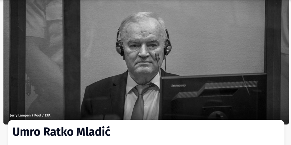 Vijest o smrti Ratka Mladića na Novoj