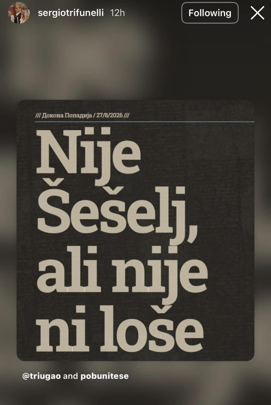 Screenshot: Instagram/sergiotrifunelli